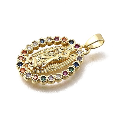 Brass Micro Pave Cubic Zirconia Pendants KK-P336-01G-G-1