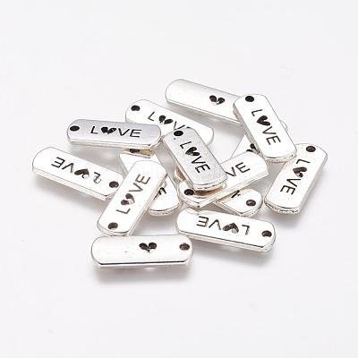 Tibetan Style Alloy Rectangle with Word Love Pendants TIBEP-Q043-069-RS-1