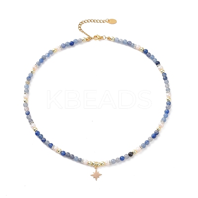 Brass Star Charm Bracelet & Necklace SJEW-JS01268-1