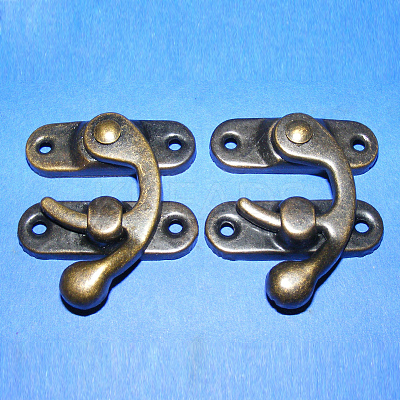 Iron Wooden Box Lock Catch Clasps IFIN-R203-93AB-1