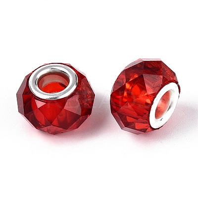 Transparent Resin Rondelle European Beads RESI-N044-01G-1