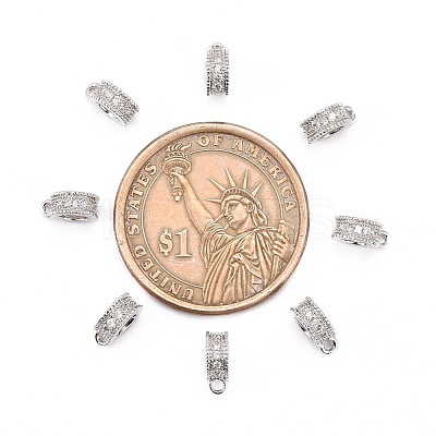 Rack Plating Brass Micro Pave Cubic Zirconia Tube Bails ZIRC-I012-05P-RS-1