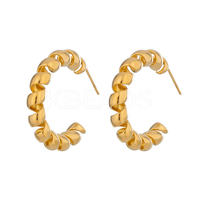 Twist C-Shaped 304 Stainless Steel Stud Earrings RC9217-1