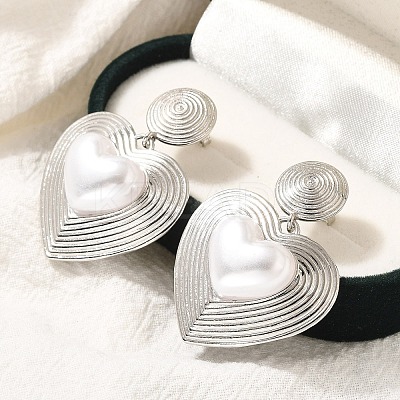 Rack Plating Heart Brass Dangle Stud Earrings EJEW-H143-16P-1