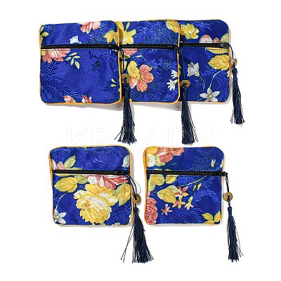 Chinese Style Floral Cloth Jewelry Storage Zipper Pouches AJEW-D063-01H-1