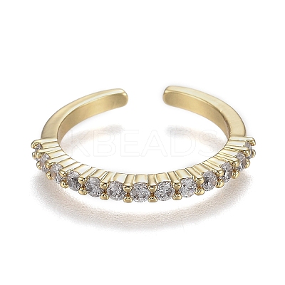 Adjustable Brass Micro Pave Clear Cubic Zirconia Cuff Rings LS-ZIRC-Z002-11G-1