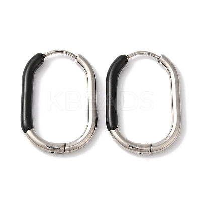 Oval 304 Stainless Steel Hoop Earrings for Women EJEW-L287-038P-01-1
