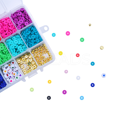 Flat Round Handmade Polymer Clay Beads CLAY-CJ0001-21-1