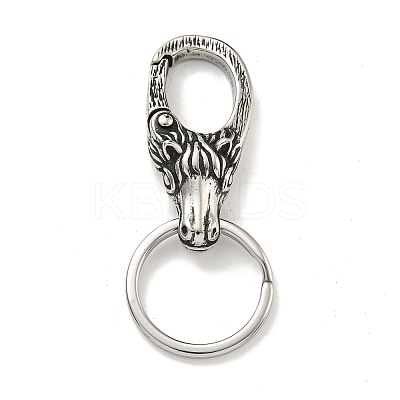 Tibetan Style 316 Surgical Stainless Steel Fittings with 304 Stainless Steel Key Ring FIND-Q101-09AS-02-1