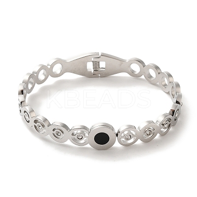Adjustable 304 Stainless Steel Rhinestone Bangles BJEW-F474-03P-1