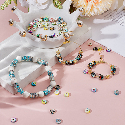 6 Strands 6 Colors Baking Paint Synthetic Turquoise Beads Strands G-SC0003-30B-1