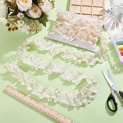 3 Yards Cotton Flower Embroidery Pleated Lace Ribbon OCOR-MA0001-14A-1