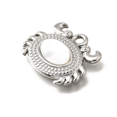 304 Stainless Steel Pave Natural White Shell Pendants STAS-C122-21B-02P-1