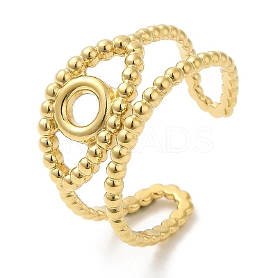 304 Stainless Steel Hollow Evil Eye Open Cuff Ring for Women RJEW-I098-09G-1