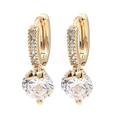 Brass with Cubic Zirconia Dangle Hoop Earrings EJEW-G362-06KCG-1