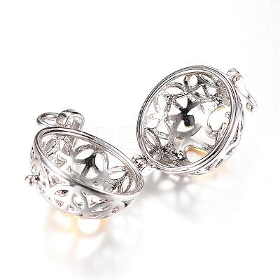 Rack Plating Brass Cage Pendants KK-R036-11-1