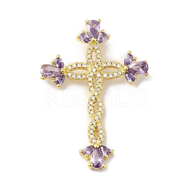 Rack Plating Brass Pave Cubic Zirconia Pendants KK-R144-14G-03-1