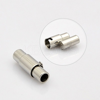 Tarnish Resistant Column 304 Stainless Steel Locking Tube Magnetic Clasps STAS-N014-25-3mm-1