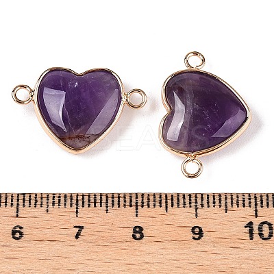 Natural Amethyst Love Heart Pendants G-T138-205A-G-1