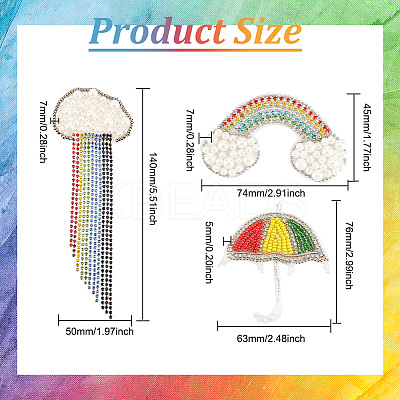 3Pcs 3 Style Rainbow Non Woven Fabric Ornament Accessories PATC-FG0001-17-1