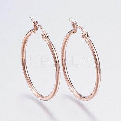 PVD Vacuum Plating 304 Stainless Steel Hoop Earrings EJEW-F105-08RG-1