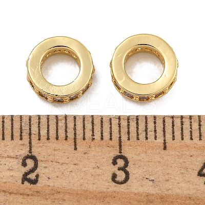 Rack Plating Brass Micro Pave Clear Cubic Zirconia Beads KK-U030-32G-08-1