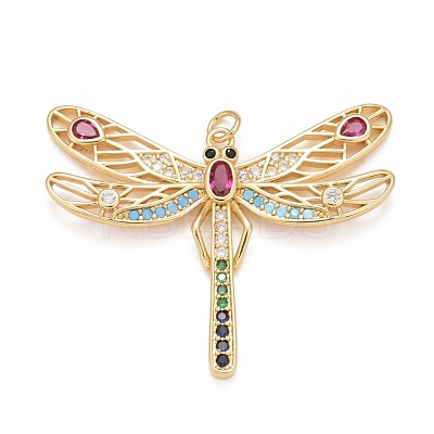 Rack Plating Brass Colorful Cubic Zirconia Pendants KK-M229-03G-1