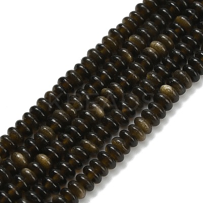 Natural Golden Sheen Obsidian Beads Strands G-L635-A11-4x2mm-01-1