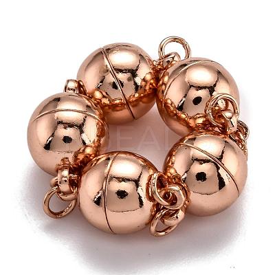 Rack Plating Brass Magnetic Clasps with Loops KK-F801-03B-RG-1