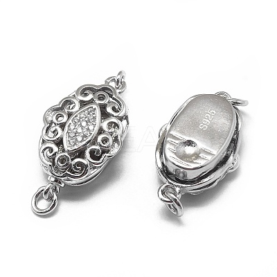 Anti-Tarnish Rhodium Plated 925 Sterling Silver Box Clasps STER-L057-010P-1