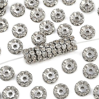 Brass Rhinestone Spacer Beads RB-A014-L10mm-01P-1