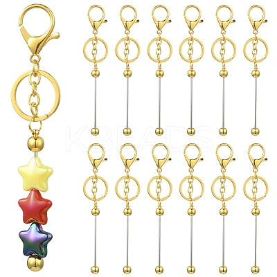 10Pcs Alloy Bar Beadable Keychain for Jewelry Making DIY Crafts KEYC-YW0001-28G-1