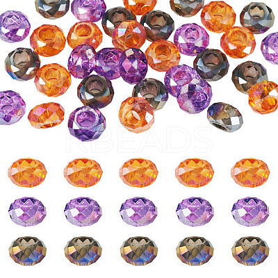 36Pcs 3 Styles Baking Paint Transparent Glass European Beads GPDL-TA0001-07-1