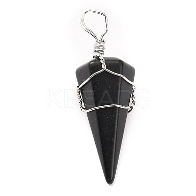 Natural Obsidian Gemstone Pendants G-D458-06P-03-RS-1