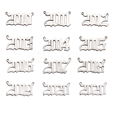 Stainless Steel Birth Year Charms STAS-CJ0001-107-1