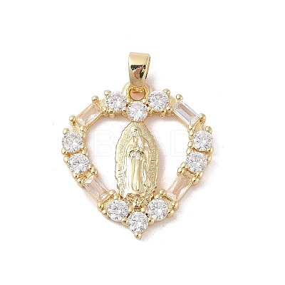 Brass Cubic Zirconia Pendants KK-Z050-11G-01-1