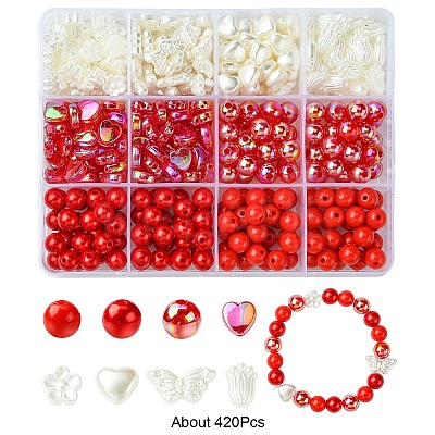 420Pcs ABS Imitation Pearl Beads OACR-YW0002-40-1