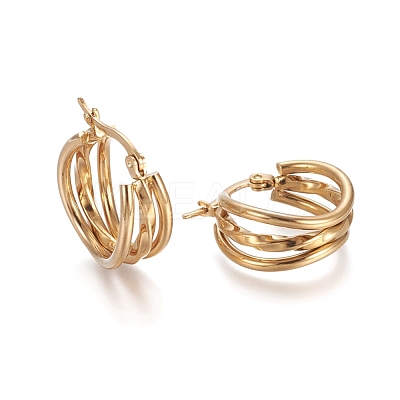 304 Stainless Steel Geometric Hoop Earrings STAS-D171-27G-1