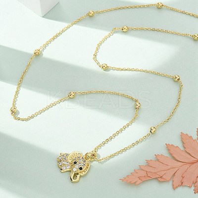 Brass Micro Pave Clear Cubic Zirconia Pendant Necklaces for Women NJEW-M084-02G-04-1