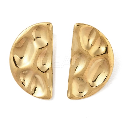 304 Stainless Steel Half Round Stud Earrings for Women EJEW-S001-11-1