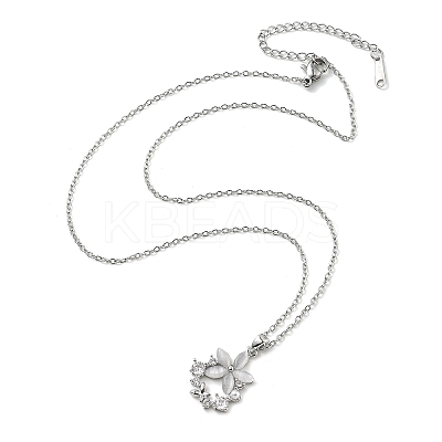 Flower Resin & Micro Pave Cubic Zirconia Pendant Necklaces NJEW-D288-02P-1