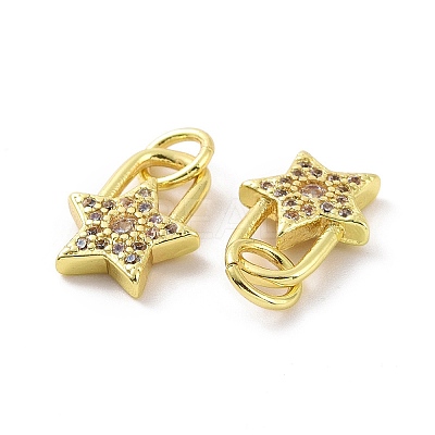 Brass Micro Pave Clear Cubic Zirconia Charms KK-E068-VF045-1