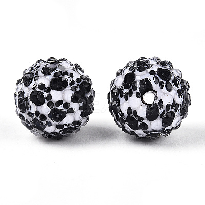 Cow Stripe Print Pattern Resin Rhinestone Round Beads OACR-N145-01-1