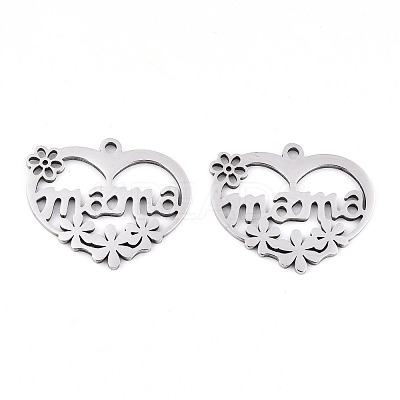 Non-Tarnish Mother's Day 201 Stainless Steel Pendants STAS-S081-080-1