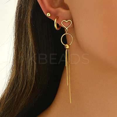 Stainless Steel Ring Tassel Earrings Sets LS-OV1980-3-1