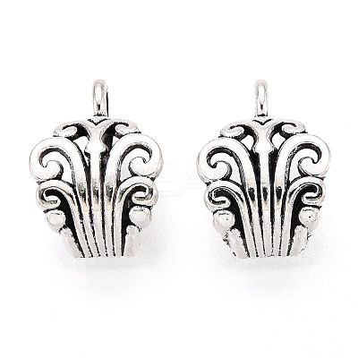Flower Tibetan Style Alloy Tube Bails TIBE-Q046-04AS-LF-1