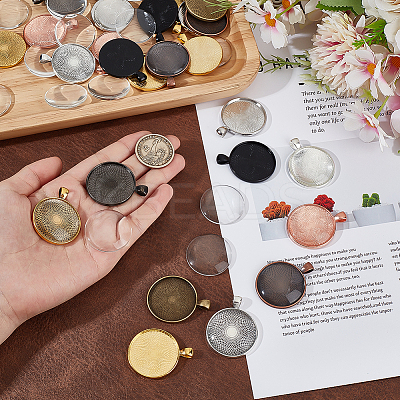30Pcs 10 Colors Alloy Pendant Cabochon Settings FIND-PH0025-81-1