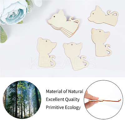Animal Theme Unfinished Blank Wooden Pendants Set for Painting Arts WOOD-WH0124-26H-1