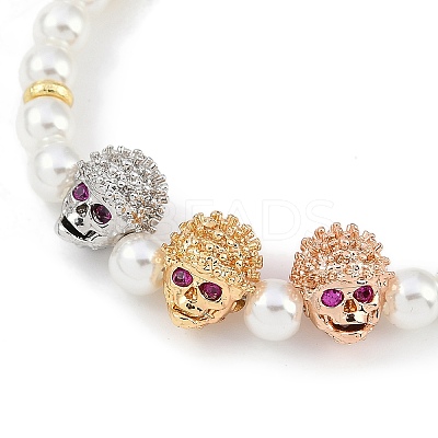 Rack Plating Brass Micro Pave Cubic Zirconia Charm Bracelets BJEW-P341-12G-02-1