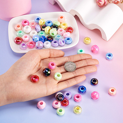 150Pcs 5 Styles UV Plating Rainbow Iridescent Acrylic European Beads MACR-TA0001-74-1